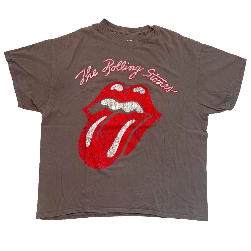 Rolling Stones Lips Classic Rock T Shirt Faded Oversized Fit  T Shirt Size XL